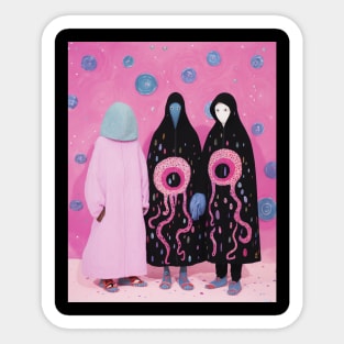 Weird Pink Ghoul Art - Unusual Weirdcore  Illustration Sticker